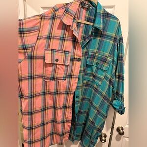 Dressed in LALA Plaid Sweaters - Pink and Teal